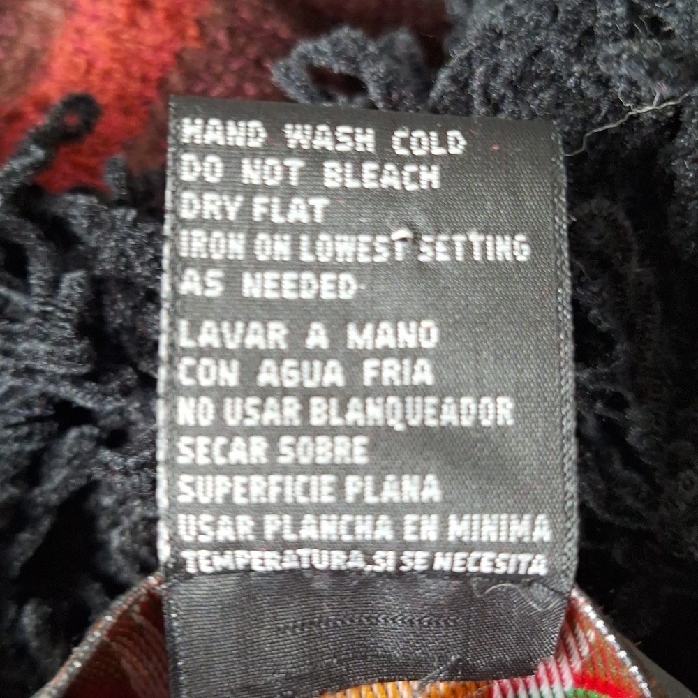 N8tive Bits By Sandi and Jo Red Black Southwestern Open Front Cardigan Size L - Picture 12 of 13